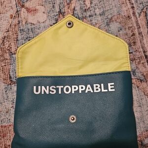 UNSTOPPABLE Teal and Lime Envelope Clutch
